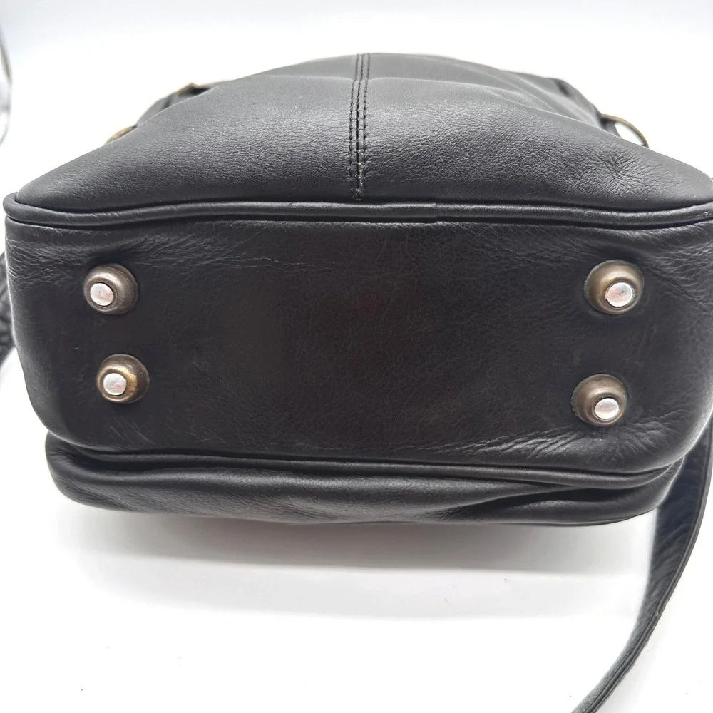 Vintage Claire Chase Black Leather Messenger Bag Crossbody Organizer Briefcase